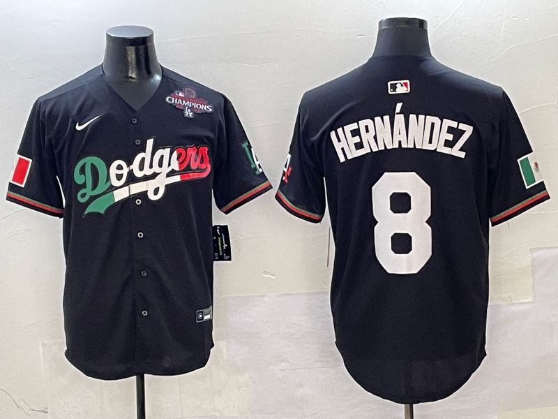 Men Los Angeles Dodgers #8 Hernandez Black Mexico Nike 2025 MLB Jersey style 6->los angeles dodgers->MLB Jersey
